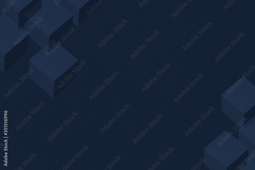 Canvas Prints 3d midnight blue paper craft cubic patterned background
