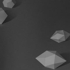 3D dark gray elongated hexagonal bipyramid and gray pentagon dodecahedron design element