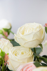 Roses on a green background with a pleasant 