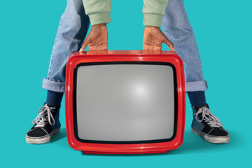 Red retro TV screen