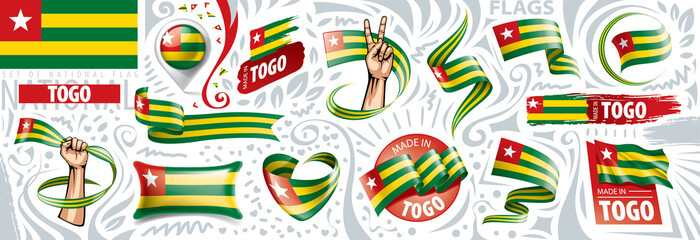 Fototapeta na wymiar Vector set of the national flag of Togo in various creative designs