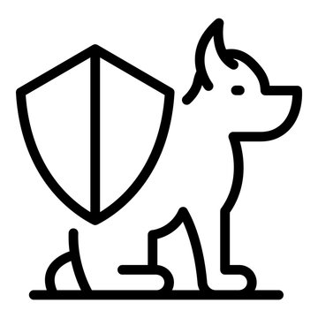 Shield dog protect icon. Outline shield dog protect vector icon for web design isolated on white background