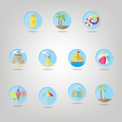 A set of beach icons illustration.