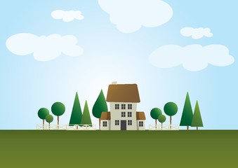 Naklejka premium house at countryside