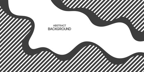 Abstract background, poster, banner. Composition of smooth dynamic waves, lines, striped liquid shapes. Trendy design. Vector monochrome illustration in flat style.