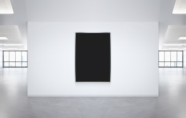 Vertical frame Mockup hanging on office wall. Mock up of a billboard in modern company interior
