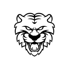 Tiger head outline tattoo handrawn vector logo design