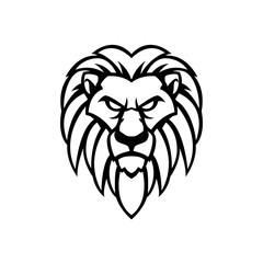 Lion head outline tattoo handrawn vector logo design