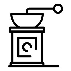 Manual coffee grinder icon. Outline manual coffee grinder vector icon for web design isolated on white background