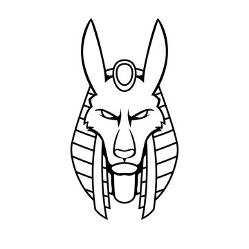 recommend clip art: Anubis Egyptian god mythology head outline tattoo handrawn vector logo design