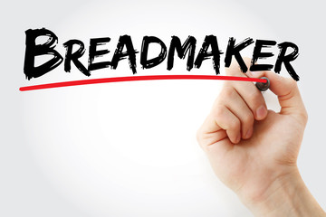 Breadmaker text with marker, concept background