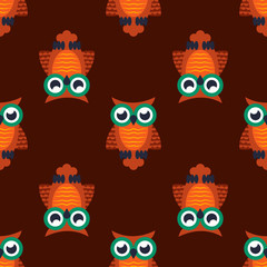 Seamless pattern with owls. Hand drawn illustration great for wallpaper, textile and texture design. Kids design, fabric, wrapping, apparel.