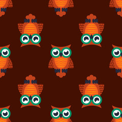 Seamless pattern with owls. Hand drawn illustration great for wallpaper, textile and texture design. Kids design, fabric, wrapping, apparel.