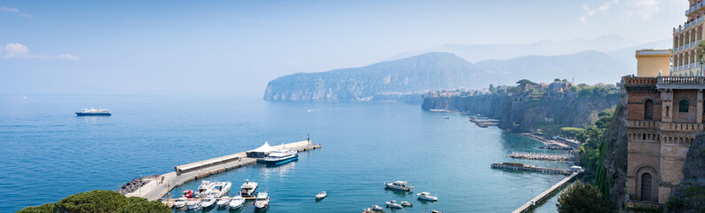 Stunning panoramic view of the bay of Sorrento, Italy.