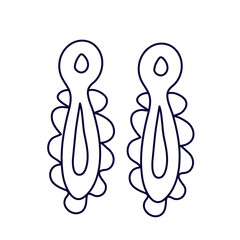 Dangle earrings  in doodle style. Hand drawn vector illustration in black ink isolated on white background.  Great for coloring book.
