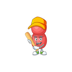 cartoon design concept of neisseria gonorrhoeae playing baseball with stick
