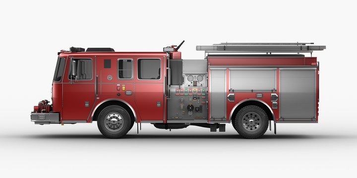 3d rendering of a fire truck