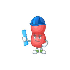 brilliant Architect neisseria gonorrhoeae mascot design style with blue prints and helmet