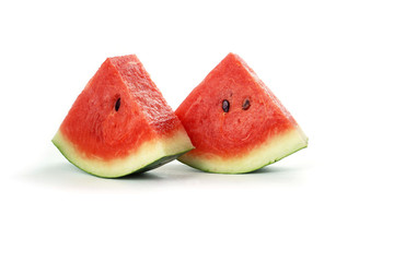 Sliced fresh watermelon isolated on white background
