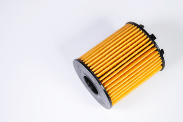 Paper plastic filtering element liner to filter oil new on gray gradient background