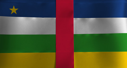 Colorful ribbon as Central African national flag, blue white green yellow and red color and star.