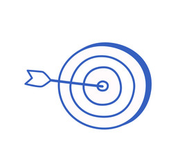 Darts, arrow hit the target, linear icon on a white background. Vector hand-drawn illustration.