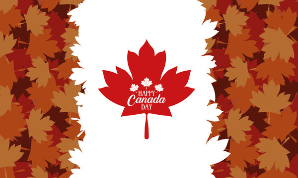 happy canada day with maple leafs frame