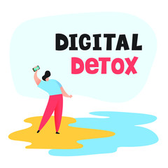 Digital detox - concept vector illustration. An idea of gadget disconnecting, healthy lifestyle, escape from internet and digital media addiction.