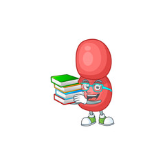 A mascot design of neisseria gonorrhoeae student having books