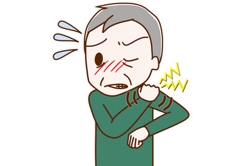 肩こりがひどくて辛い高齢の男性