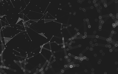 Abstract background. Molecules technology with polygonal shapes, connecting dots and lines. Connection structure. Big data visualization.