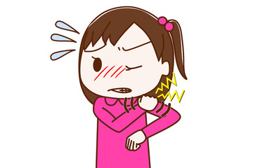 肩こりがひどくて辛い少女