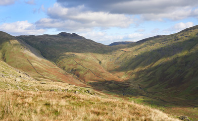 Summit of Little Hart Crag, High Bakestones, Red Screes from below High Pike with Scandale Beck...