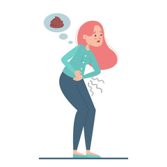Woman with a diarrhea. Pain in stomach