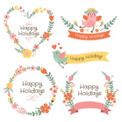 Banners and floral frames