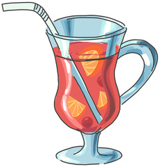 Illustration of a  mulled wine cocktail