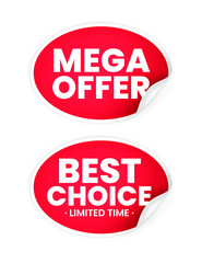 Hight Quality Detailed Premium Red Label Collection on White Background . Isolated Vector Elements