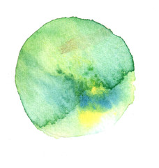 Mixing colors. Watercolor. Wet drawing in paper. Colorful image isolated on white background. Creative template for graphic design. Hand made artwork. 