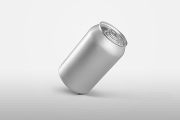 Metal container template, small tin can with a cool drink, isolated on white background.