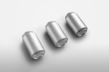 Mockup of small closed aluminum bottles for design presentation.