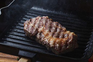 Steak cooked on the grill, close up