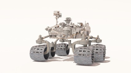 3D rendering of a Mars rover - space vehicle - on white background
