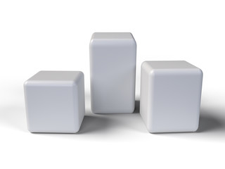 Blank steps cube podium realistic 3d on white background. Abstract blocks.