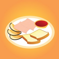 bread slices with ham