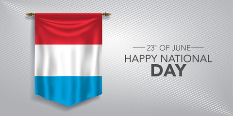 Luxembourg national day greeting card, banner, vector illustration