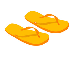 summer Slippers and sandals vector, flat and cartoon illustration on white background	