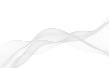 White abstract background. Fluttering white scarf. Waving on wind white fabric. 3D illustration