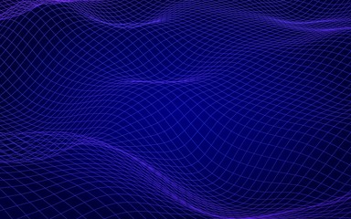 Abstract landscape on blue background. Cyberspace grid. hi tech network. 3D illustration