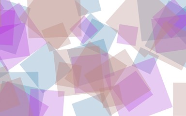 Multicolored translucent squares on white background. Red tones. 3D illustration