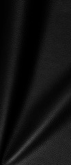 black leather empty wavy background, mockup with copy space close up
